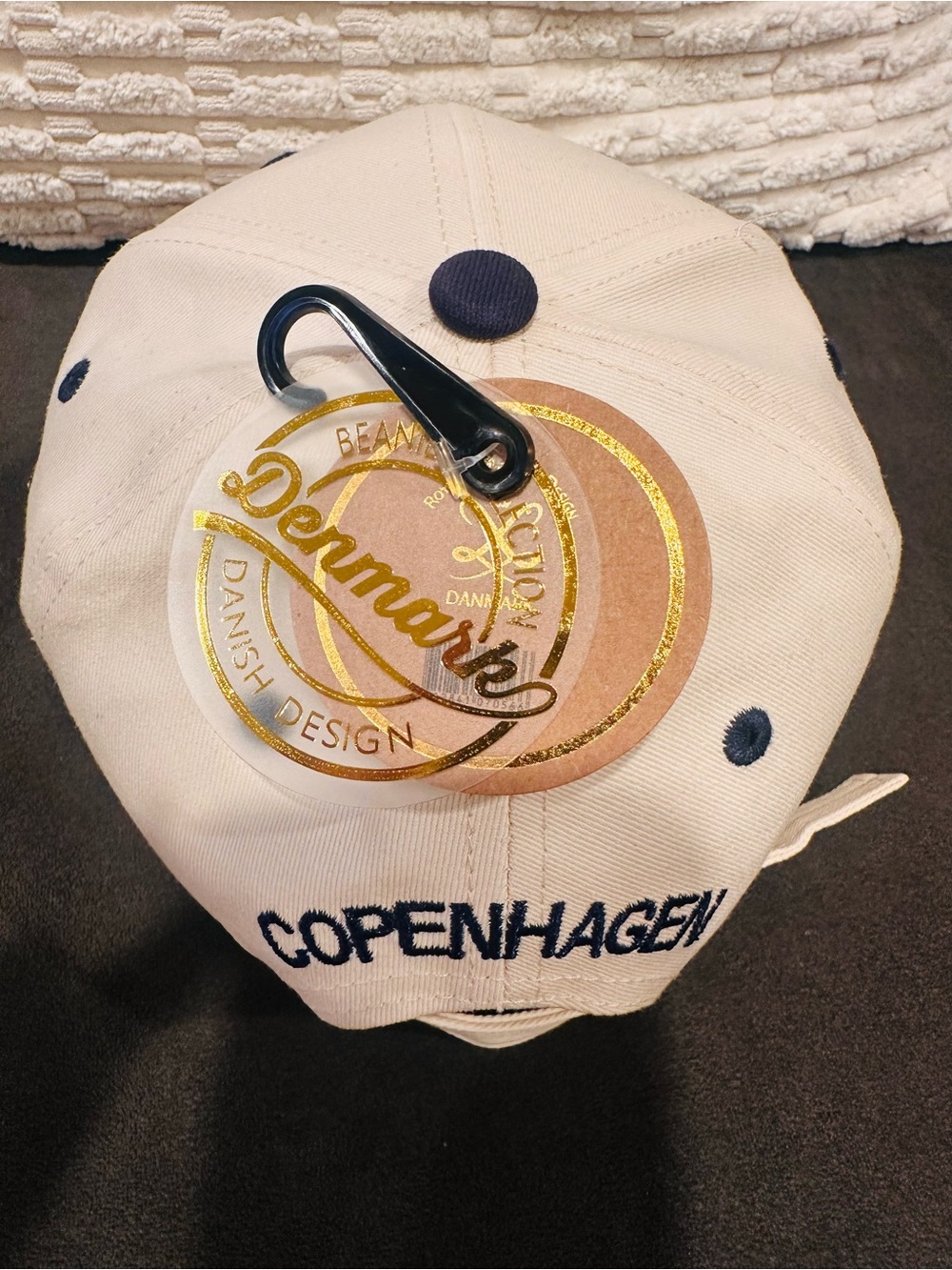 New with Tag, COPENHAGEN Embroidered Baseball Cap - Cream with Navy - Picture 5 of 7